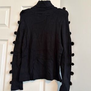 Escio Boutique Black Sweater with Fur Pom Pom Details